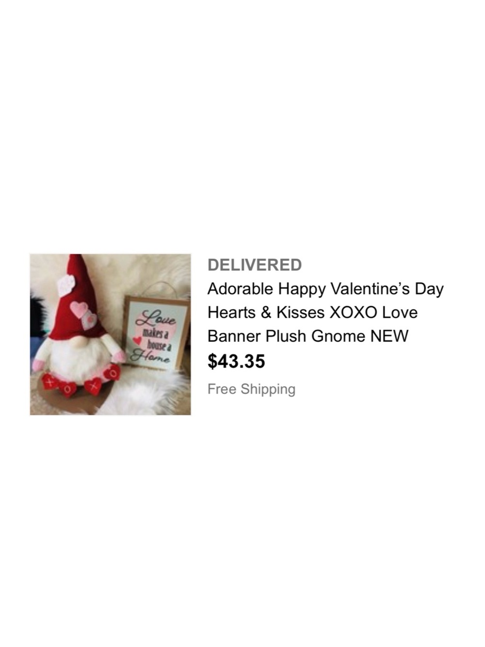 Adorable Happy Valentine's Day Hearts & Kisses XOXO Love Banner Gnome - Picture 6 of 6